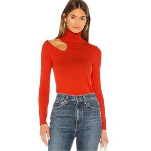 Red Turtleneck Cutout Sweater